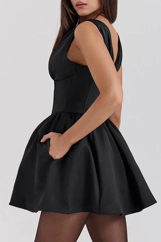 Emmeliette Satin Mini Dress - View 9 | TEVQA