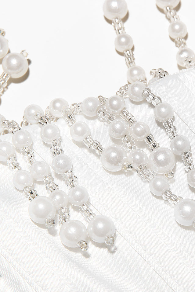 Aubrie Vintage Cream White Beaded Bra | Dress In Beauty