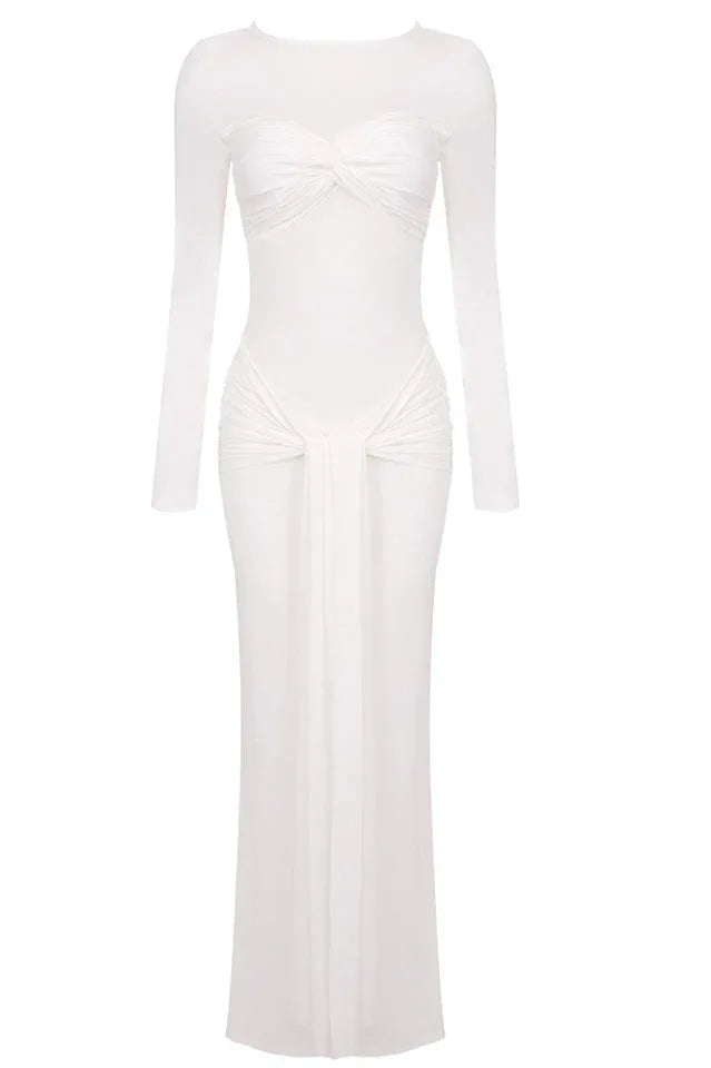 Strappy Long Sleeve Maxi Dress - TEVQA