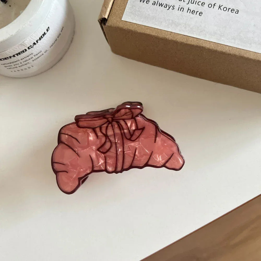 Acetate hair claw clip in coffee cup and croissant styles - View 8 | TEVQA