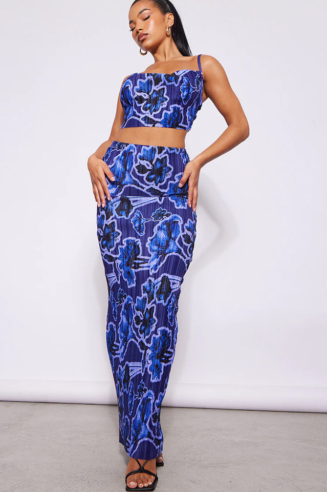 Plisse Strappy Cow Neck Top + Skirt Set | Dress In Beauty