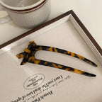 French Acetate U-Shape Hair Fork with Bow - View 7 | TEVQA