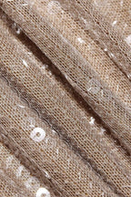 Beige sequin one shoulder mini dress with puff sleeve - View 7 | TEVQA