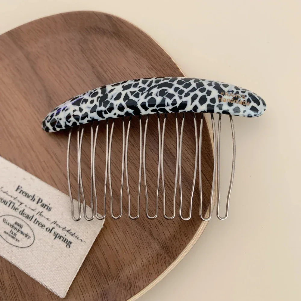 Classic Acetate French Hair Comb - 3.3 Inch Decorative Side Comb - TEVQA