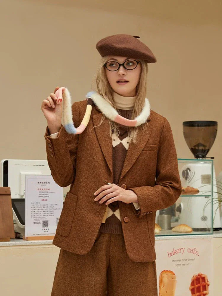 Sweet Pastel Striped Fuzzy Skinny Scarf - TEVQA