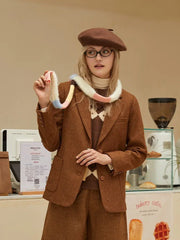 Sweet Pastel Striped Fuzzy Skinny Scarf - TEVQA