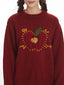 Whimsical Apple & Teddy Bear Pocket Knit Sweater - TEVQA
