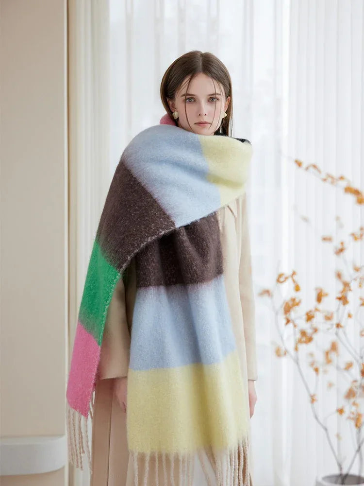 Oversized Striped Knit Scarf - View 16 | TEVQA