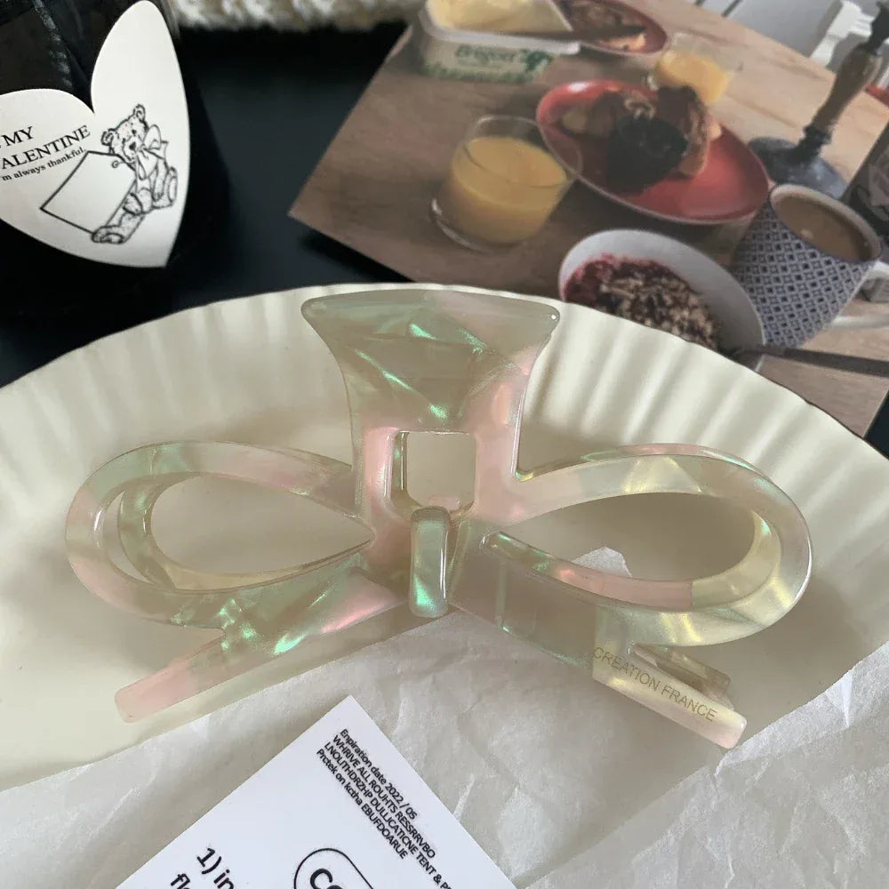 Acetate bow hair claw clip - View 8 | TEVQA