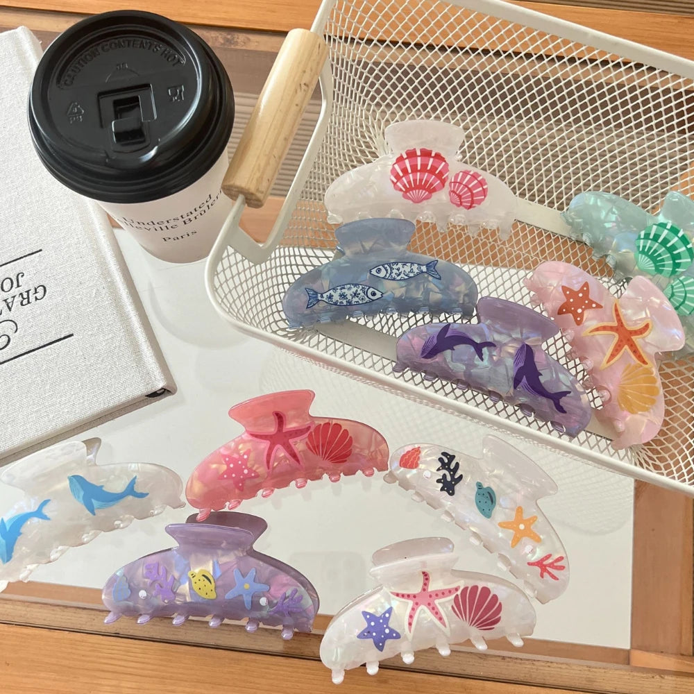 "Mermaidcore" Ocean Acetate Hair Claw Clip (3.7 Inch)