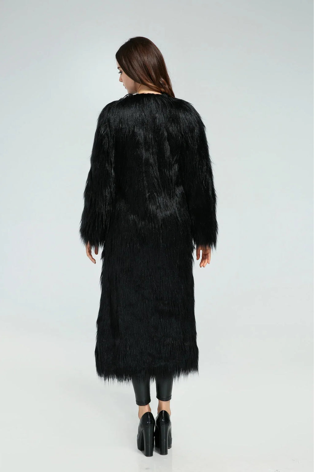 Long shaggy faux fur coat - View 6 | TEVQA