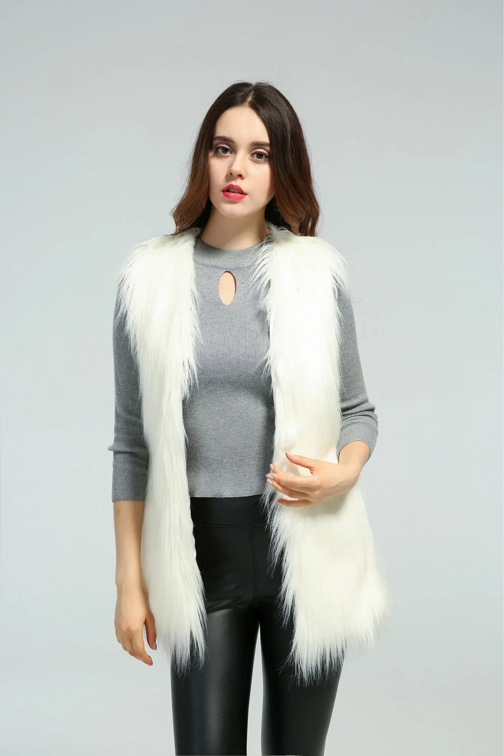 Shaggy Faux Fur Vest - View 6 | TEVQA