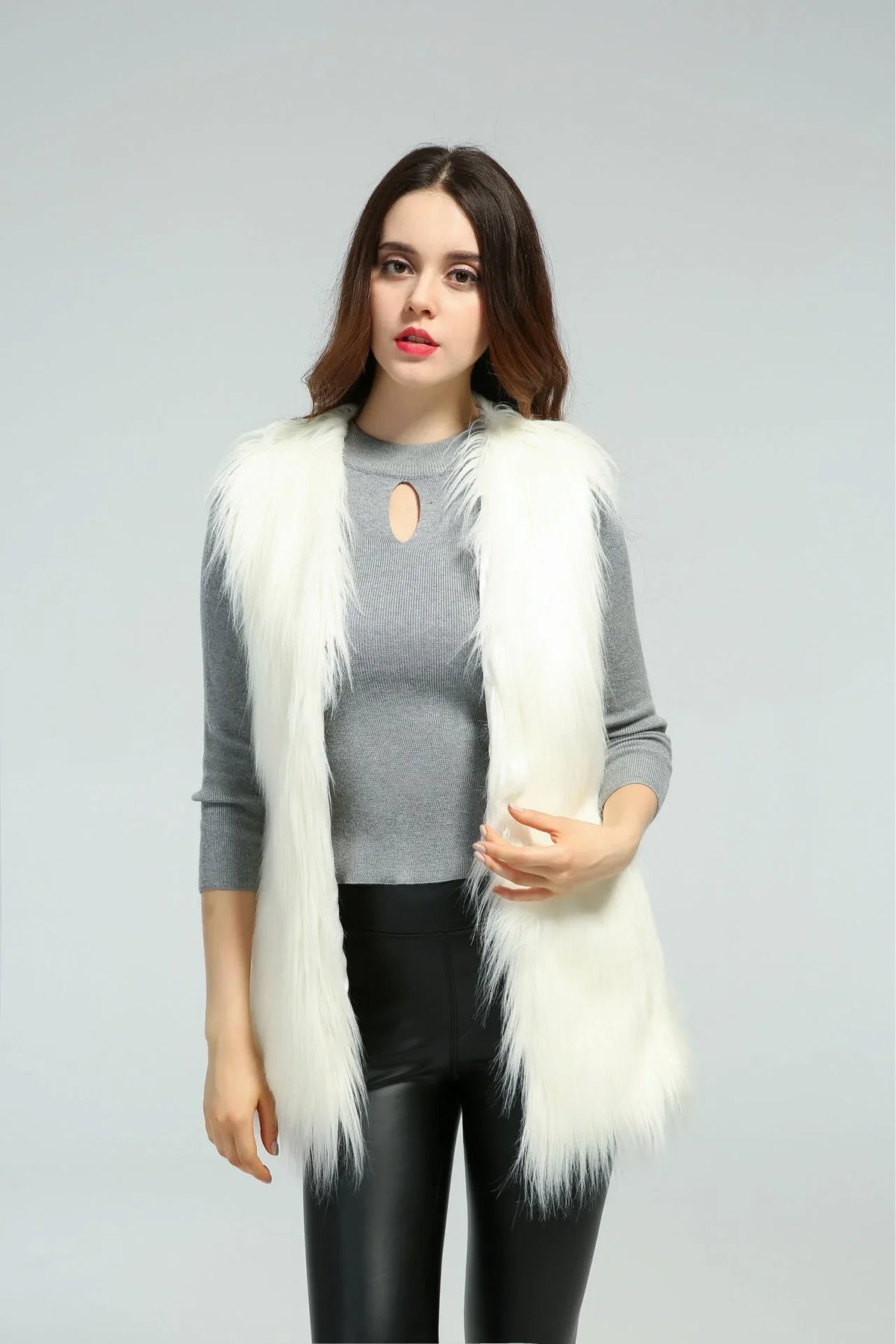 Shaggy Faux Fur Vest - View 6 | TEVQA
