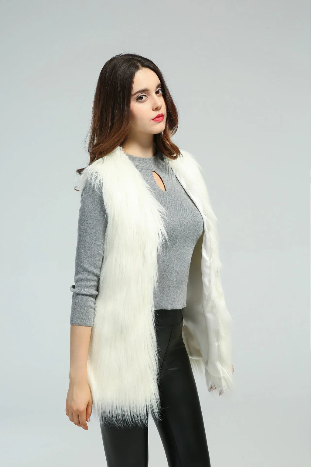 Shaggy Faux Fur Vest - View 7 | TEVQA