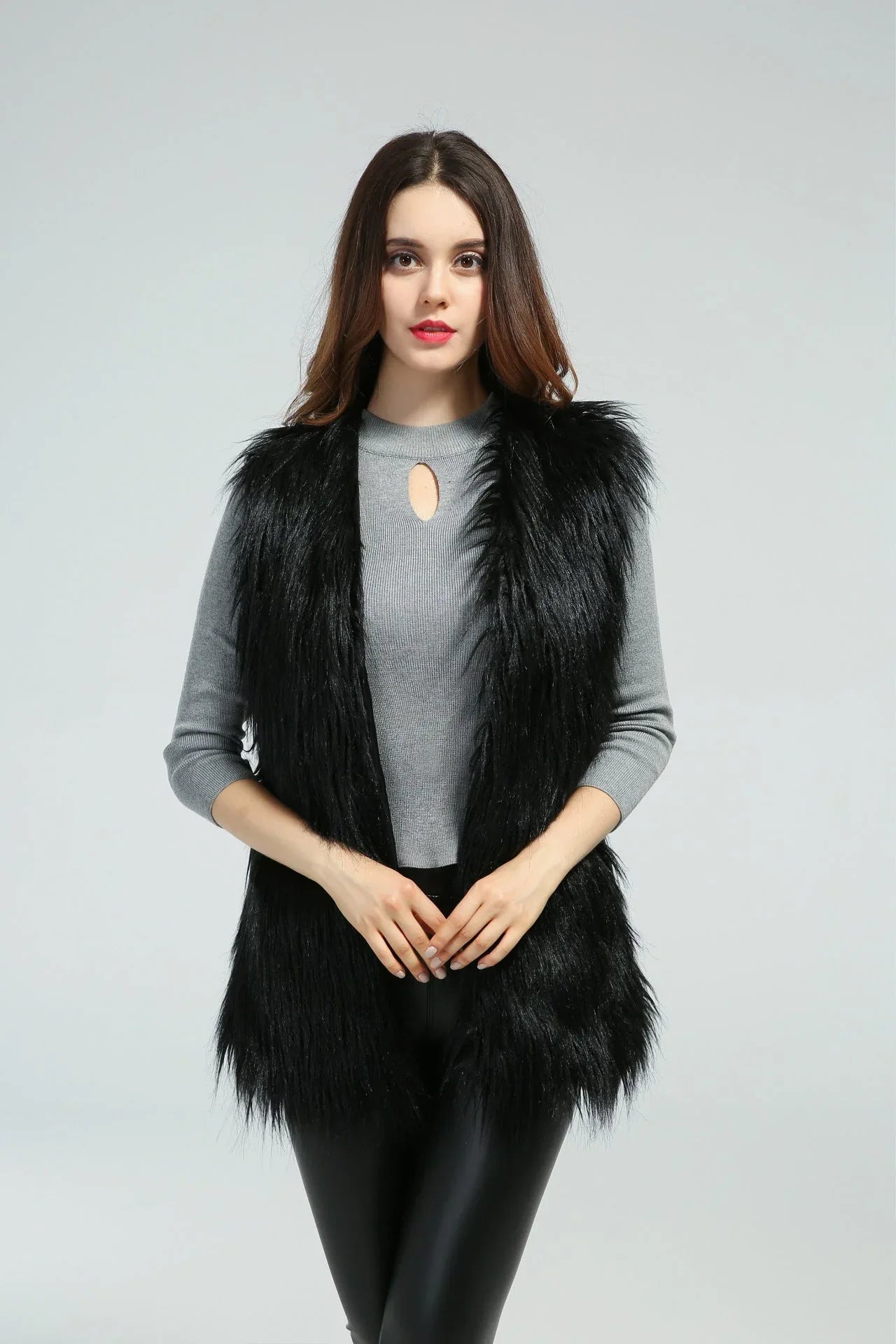 Shaggy Faux Fur Vest Secondary image