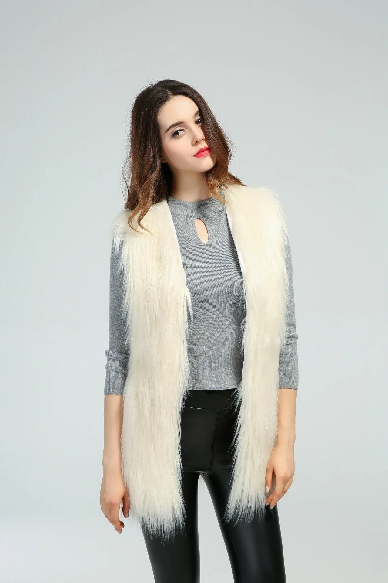 Shaggy Faux Fur Vest - View 9 | TEVQA