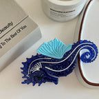 Large acetate hair claw clip with ocean art design - View 6 | TEVQA
