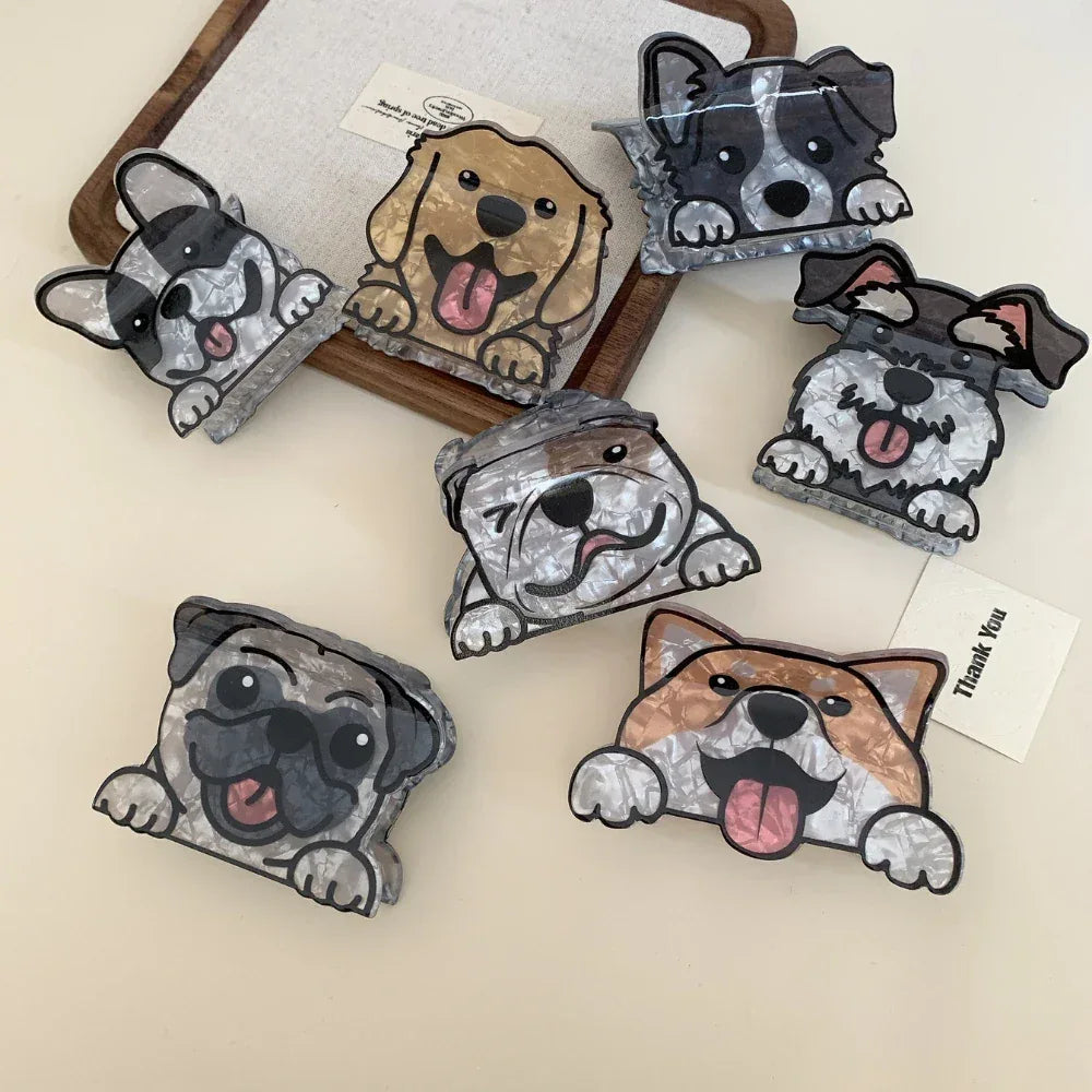 Whimsical Dog Breed Acetate Hair Claw Clip (3.7 Inch) - TEVQA