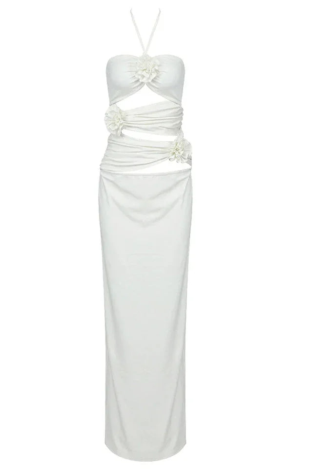 Halter Neck Ruched Maxi Dress - View 18 | TEVQA