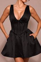 Emmeliette Satin Mini Dress - View 10 | TEVQA