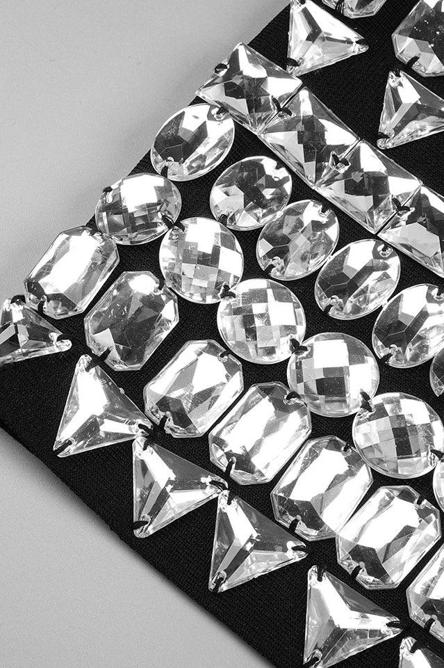 Brisbane Rhinestones Embellished Mini Dress - TEVQA