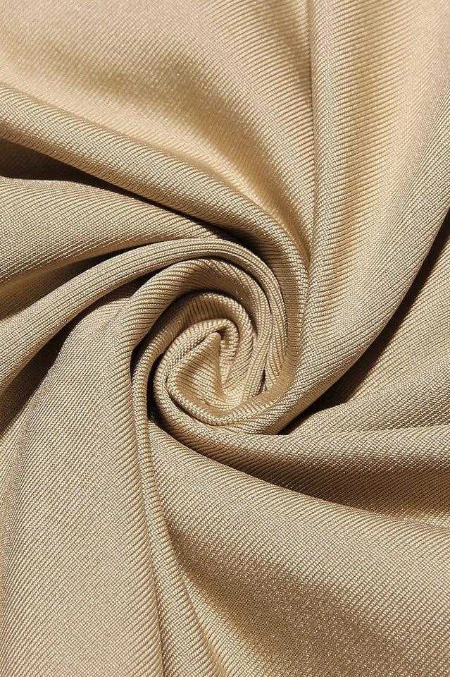 Beige sequin one shoulder mini dress with puff sleeve - View 8 | TEVQA