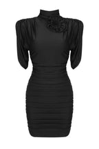 Ruched Mock Neck Mini Dress - View 13 | TEVQA
