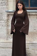 Long sleeve maxi dress with bell sleeves and lace-up back - View 14 | TEVQA