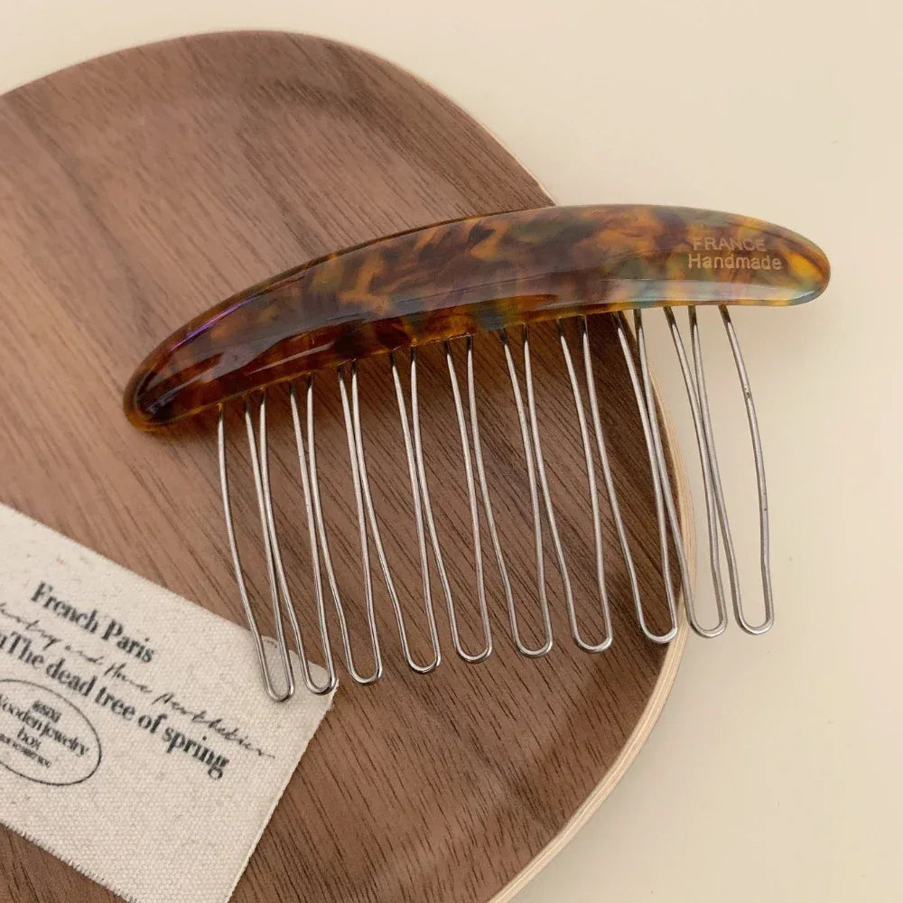 Classic Acetate French Hair Comb - 3.3 Inch Decorative Side Comb - TEVQA
