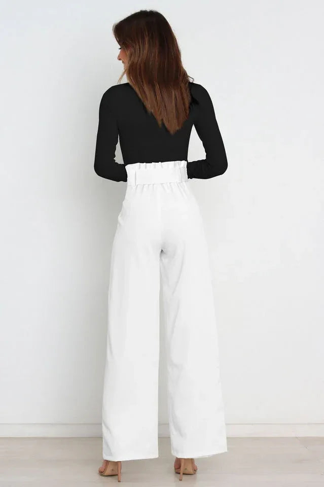 High Waist Belted Wide Leg Pants - View 11 | TEVQA