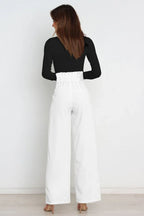 High Waist Belted Wide Leg Pants - View 11 | TEVQA