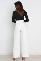 High Waist Belted Straight Leg Pants | Dress In Beauty