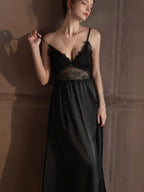 Lace Trim Satin Robe and Slip Set - View 18 | TEVQA