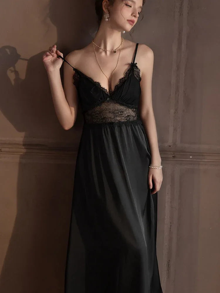 Lace Trim Satin Robe and Slip Set - View 18 | TEVQA