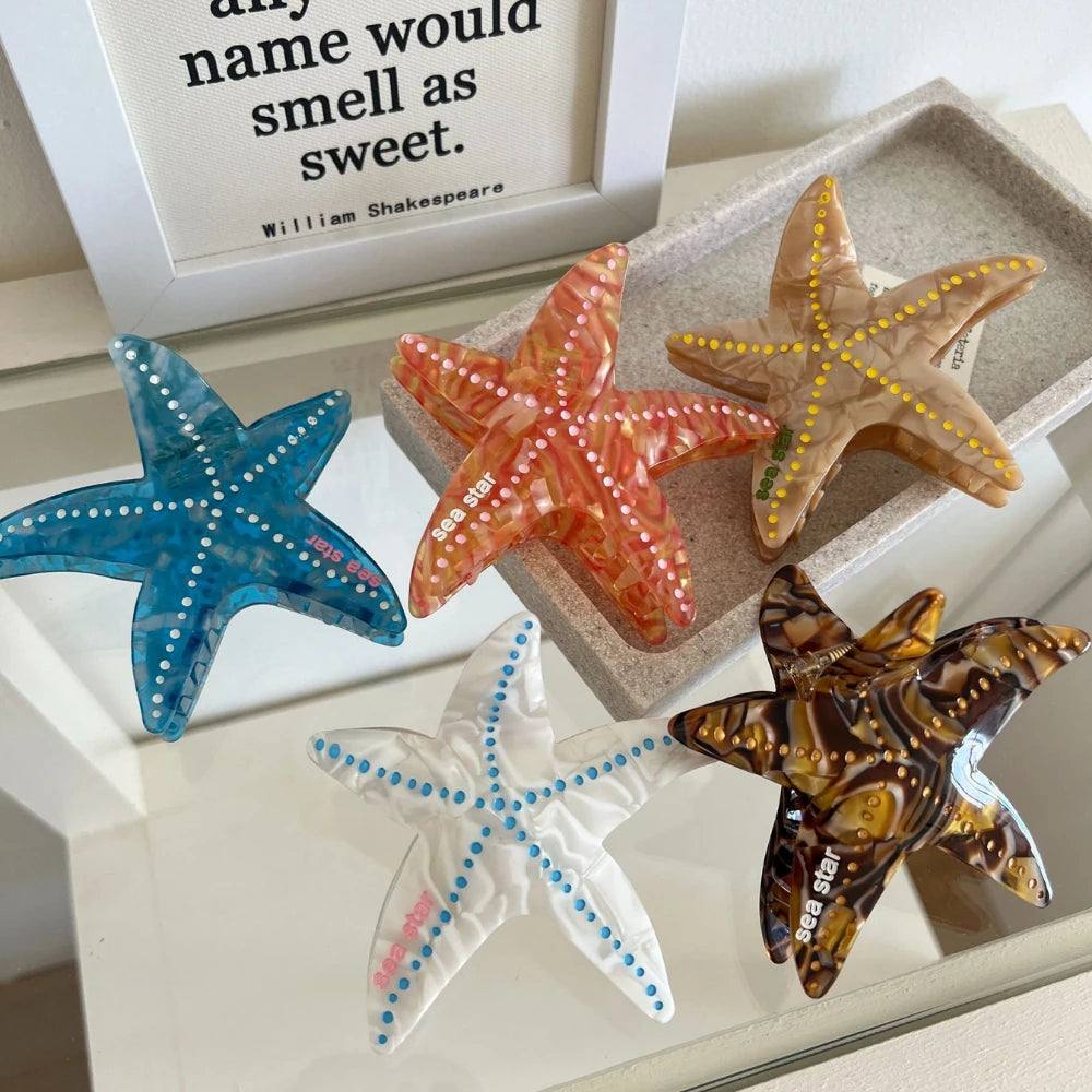 Acetate Starfish Hair Claw Clip - 3.7 Inch Coastal Design