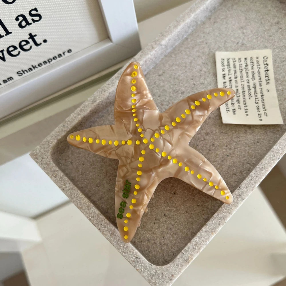Acetate Starfish Hair Claw Clip - 3.7 Inch Coastal Design
