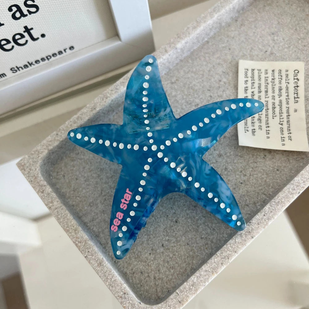 Acetate Starfish Hair Claw Clip - 3.7 Inch Coastal Design