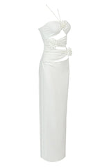 Halter Neck Cutout Ruched Maxi Dress | Dress In Beauty