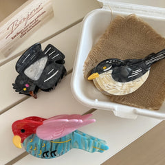Artistic Bird Acetate Hair Claw Clip - 4.5 Inch Tropical Parrot & Magpie Styles
