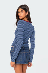 Buttoned Striped Long Sleeve T-Shirt | Dress In Beauty