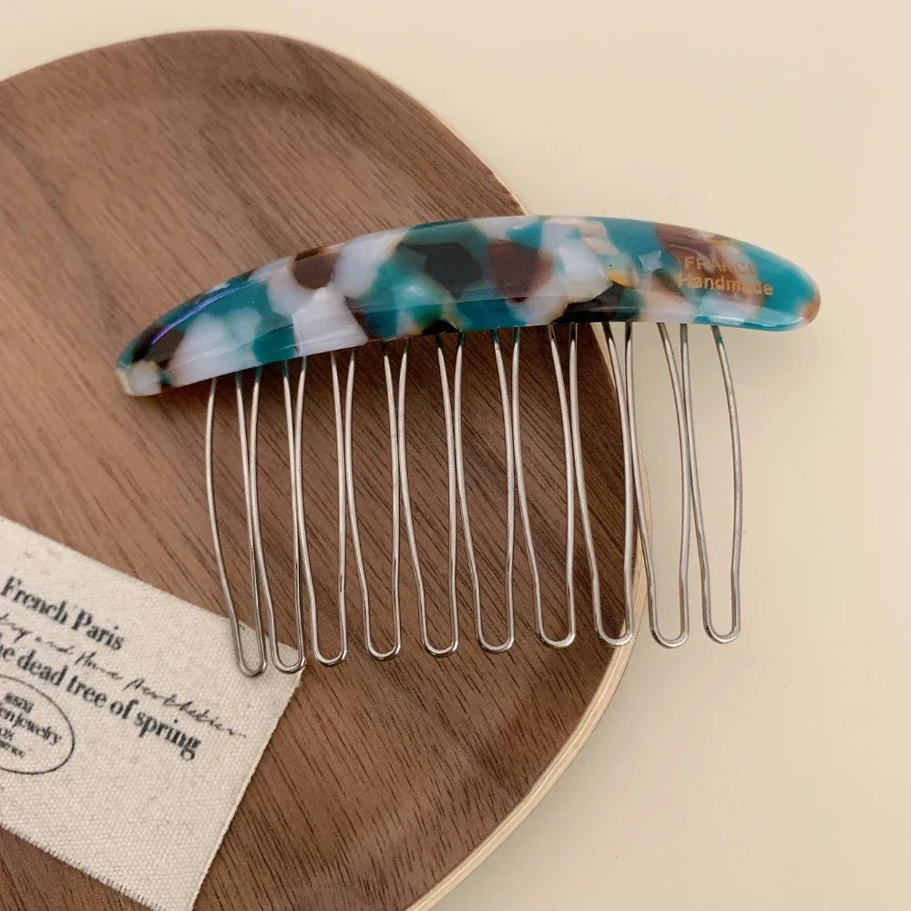 Classic Acetate French Hair Comb - 3.3 Inch Decorative Side Comb - TEVQA