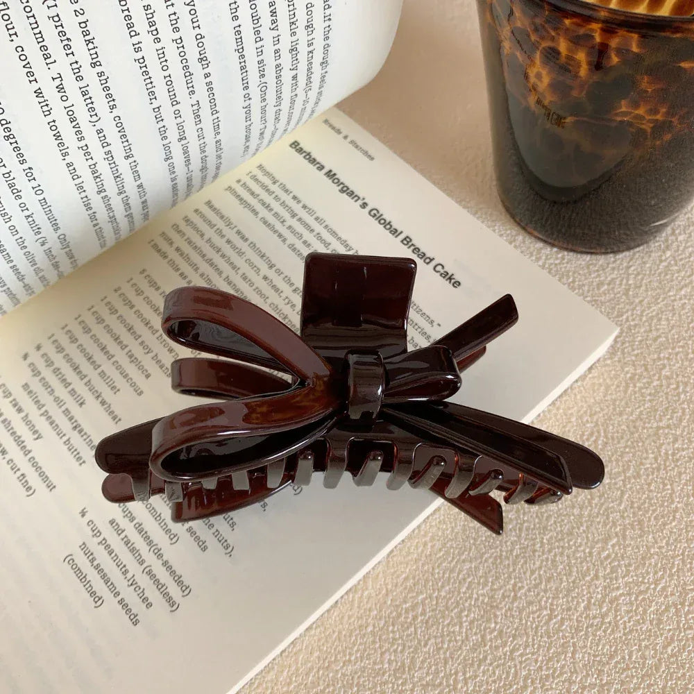 Large 4.3 Inch Bow Hair Claw Clip - View 7 | TEVQA
