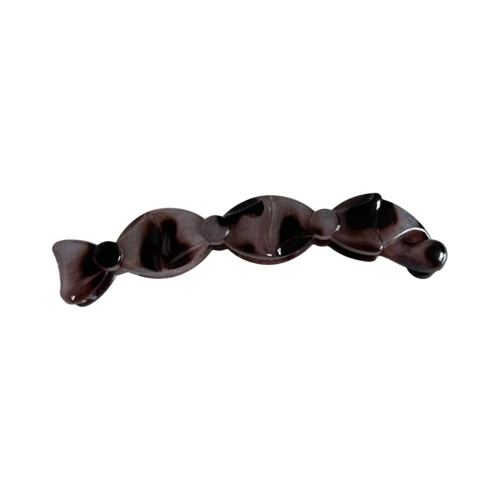 a single brown and black marbled candy-shaped hair clip Main image