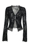 Floral burnout mesh top with bell sleeves - View 7 | TEVQA