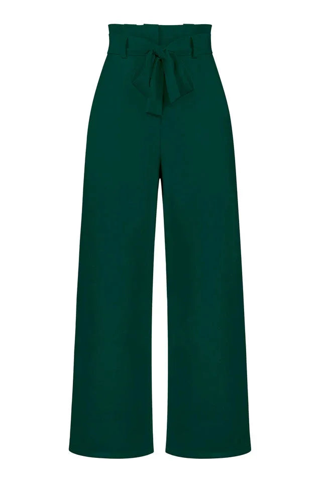 Belted wide leg crepe trousers - View 23 | TEVQA