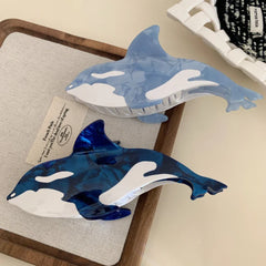 Jumbo 5.6 Inch Acetate Orca (Killer Whale) Hair Claw Clip - TEVQA