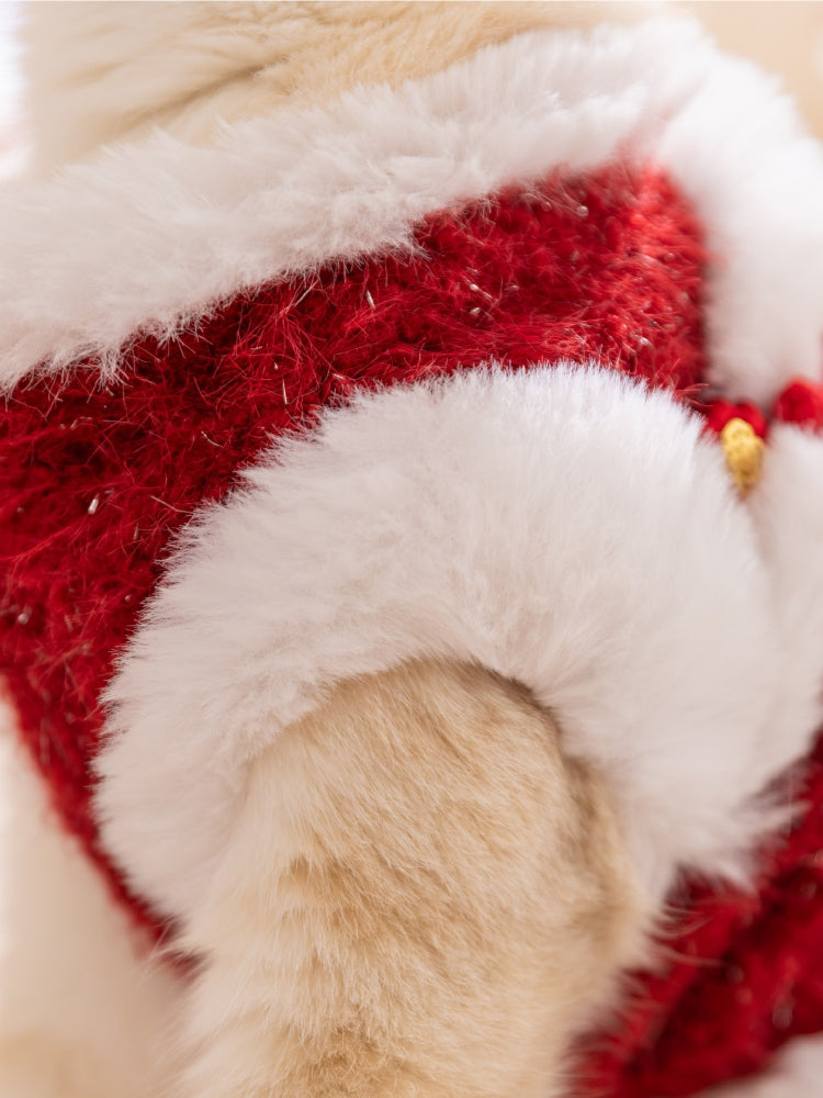 Red pet vest with white lion dance design - View 6 | TEVQA