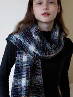 Oversized confetti knit scarf with rainbow speckles and fringe detail - View 16 | TEVQA