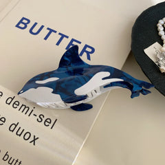 Jumbo 5.6 Inch Acetate Orca (Killer Whale) Hair Claw Clip - TEVQA