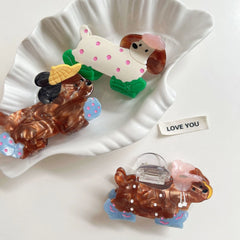 3.15 Inch Whimsical Poodle Acetate Hair Claw - Solid 25g Premium Clip